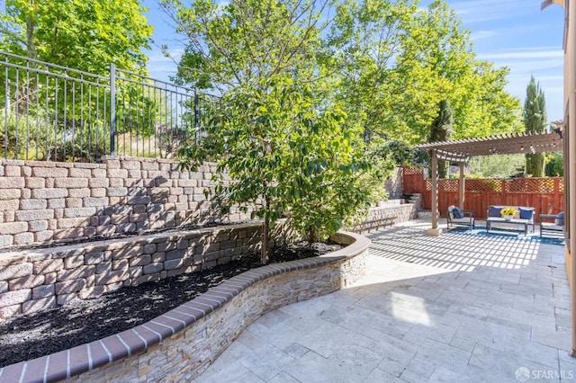 3069 Vittoria Loop, Dublin, CA 94568 - fenced backyard with an outdoor living space, a patio area, and a pergola