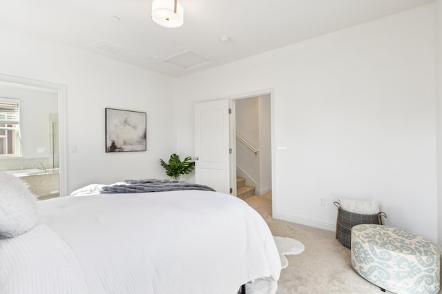 3069 Vittoria Loop, Dublin, CA 94568 - bedroom with attic access, light carpet, and ensuite bath