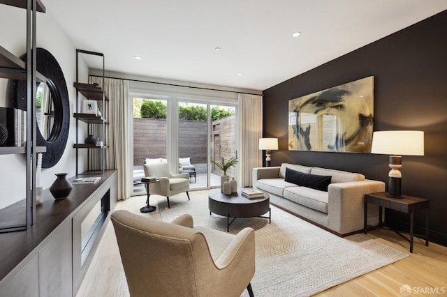 living room featuring light wood-type flooring