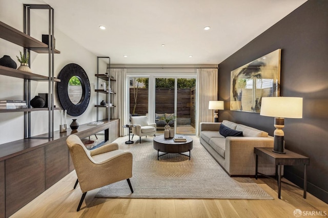 living room with light wood-type flooring