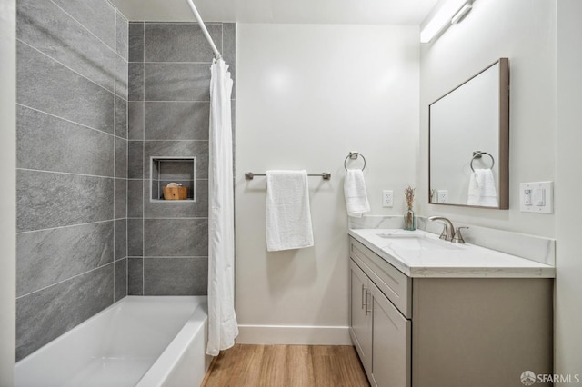 bathroom featuring wood-type flooring and vanity