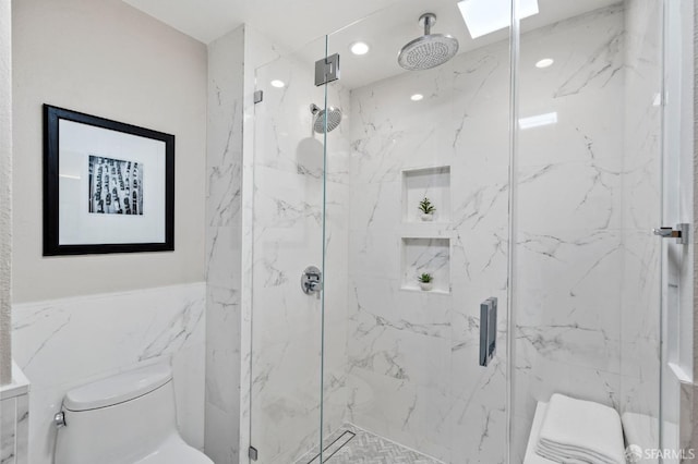 88 King St Unit 104, San Francisco, CA 94107 - full bath with recessed lighting, a marble finish shower, and toilet