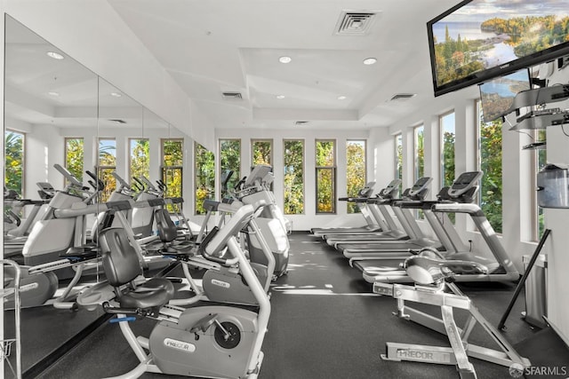 88 King St Unit 104, San Francisco, CA 94107 - workout area featuring visible vents and a tray ceiling