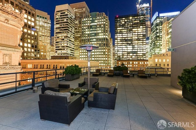 view of patio at twilight