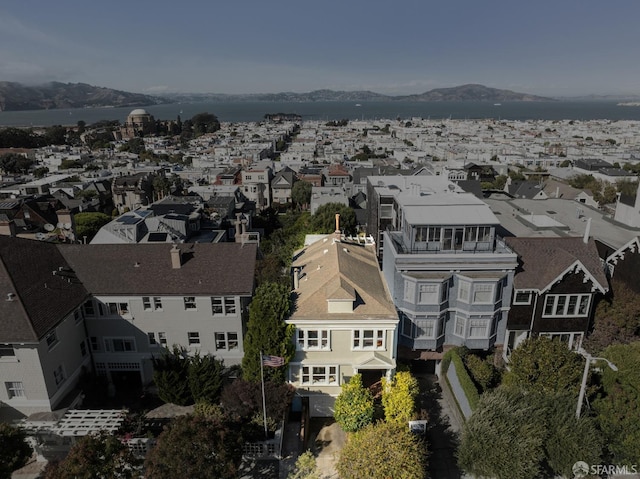 aerial view with a mountain view