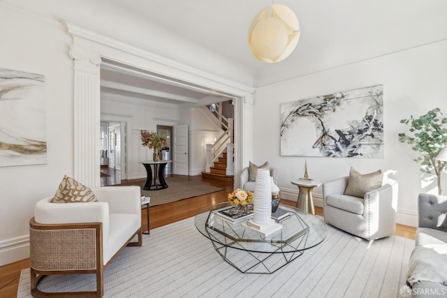 living room featuring hardwood / wood-style flooring