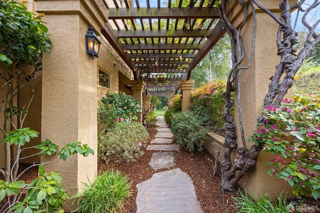 view of yard featuring a pergola