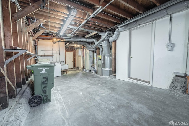 262 Topeka Ave, San Francisco, CA 94124 - unfinished basement featuring heating unit and washer / dryer