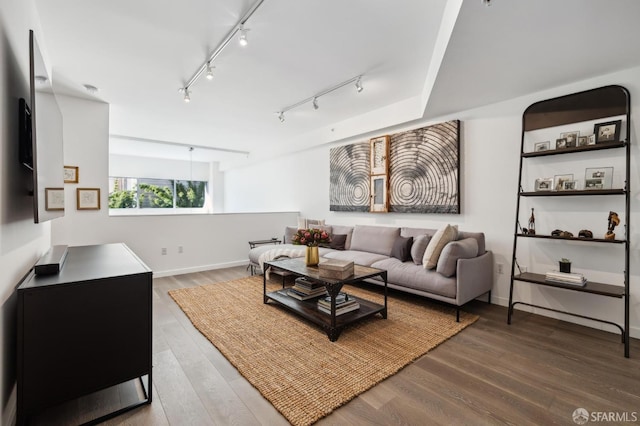 living room with hardwood / wood-style floors