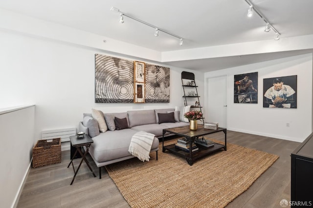 living room with hardwood / wood-style flooring