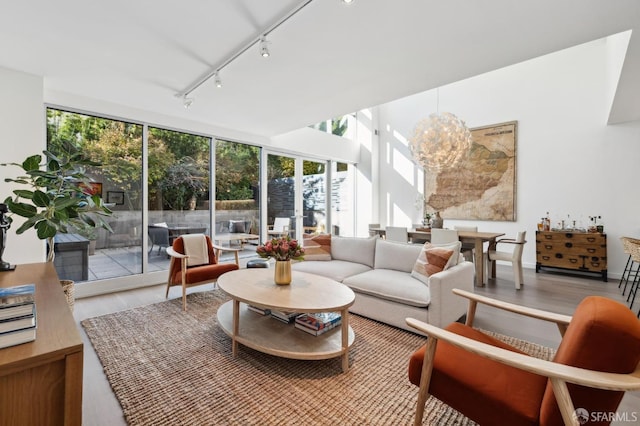 sunroom / solarium with track lighting