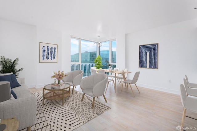 living room featuring light wood-type flooring