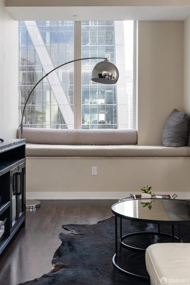 interior space with dark hardwood / wood-style flooring and a wealth of natural light