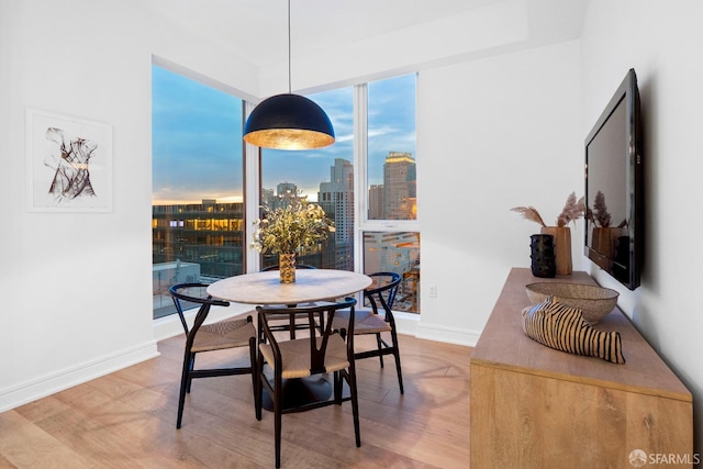 dining area featuring wood-type flooring