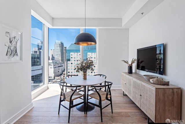 dining area with hardwood / wood-style flooring and a wealth of natural light