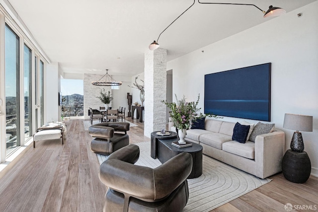 living room featuring light wood-type flooring