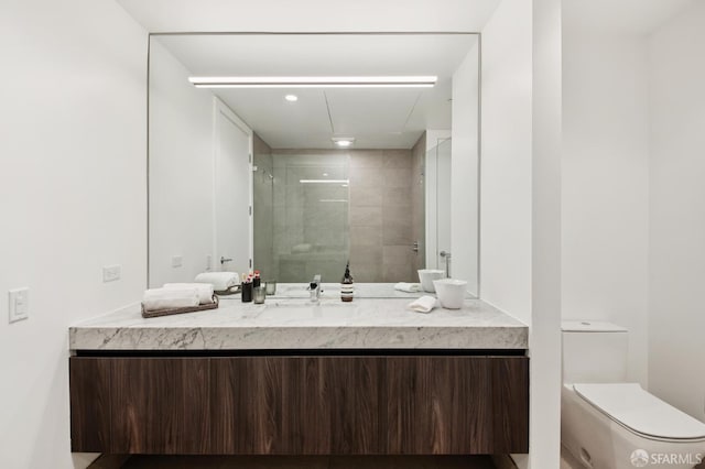1 Bristol Ct Unit 202, San Francisco, CA 94130 - bathroom featuring vanity, a stall shower, and toilet