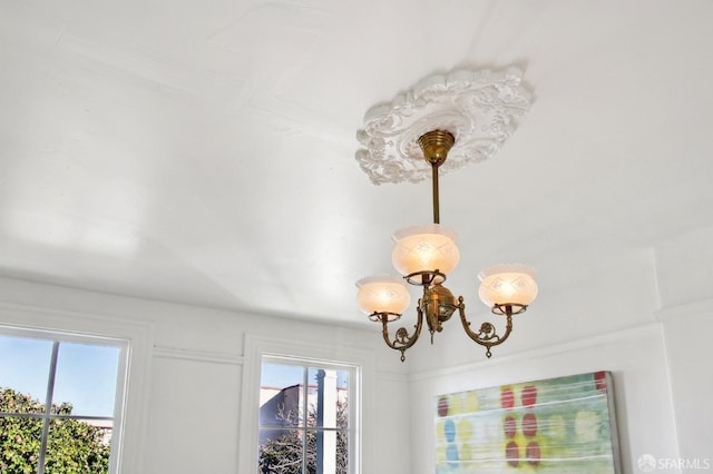 room details with an inviting chandelier