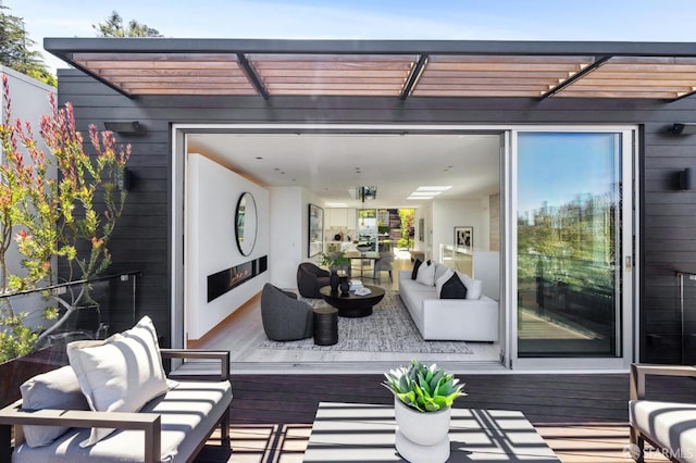 exterior space featuring an outdoor living space