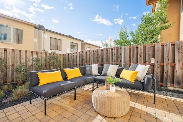 view of patio / terrace featuring an outdoor living space