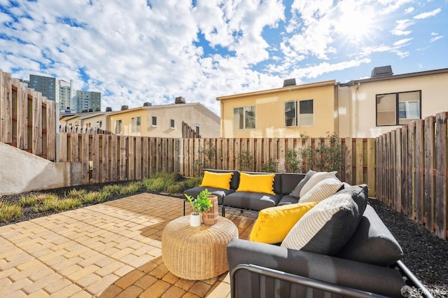 view of patio featuring an outdoor hangout area