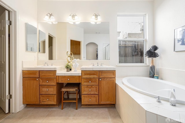 1845 Kern Mountain Way, Antioch, CA 94531 - full bathroom with a bath, double vanity, and tile patterned floors