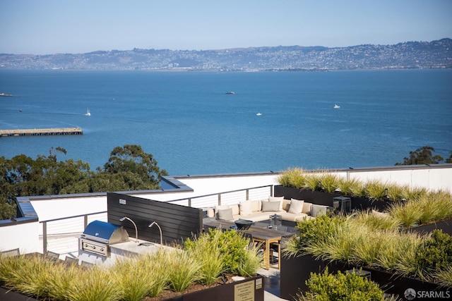 property view of water featuring a mountain view