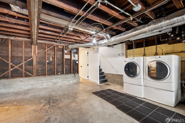 46 Otsego Ave, San Francisco, CA 94112 - unfinished basement with stairway and separate washer and dryer
