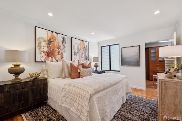 46 Otsego Ave, San Francisco, CA 94112 - bedroom featuring crown molding, light wood finished floors, and recessed lighting