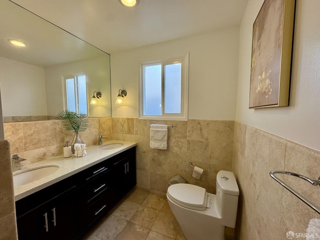 183 Lakeshore Dr, San Francisco, CA 94132 - bathroom featuring tile patterned flooring, a sink, toilet, and tile walls