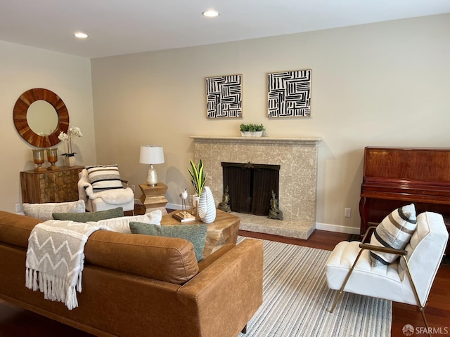 183 Lakeshore Dr, San Francisco, CA 94132 - living area featuring recessed lighting, baseboards, wood finished floors, and a premium fireplace