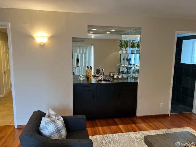 183 Lakeshore Dr, San Francisco, CA 94132 - bar with recessed lighting, baseboards, a sink, and wood finished floors
