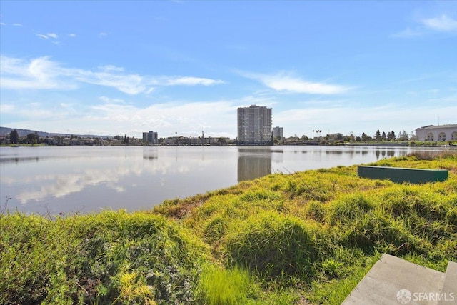 property view of water with a view of city