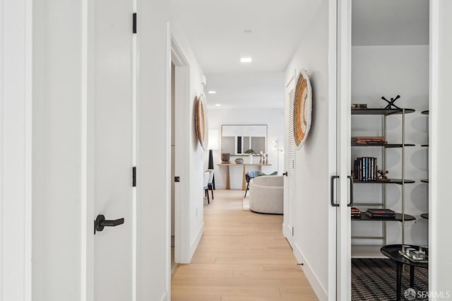 2177 3rd St Unit 421, San Francisco, CA 94107 - hallway featuring light wood finished floors, recessed lighting, and baseboards