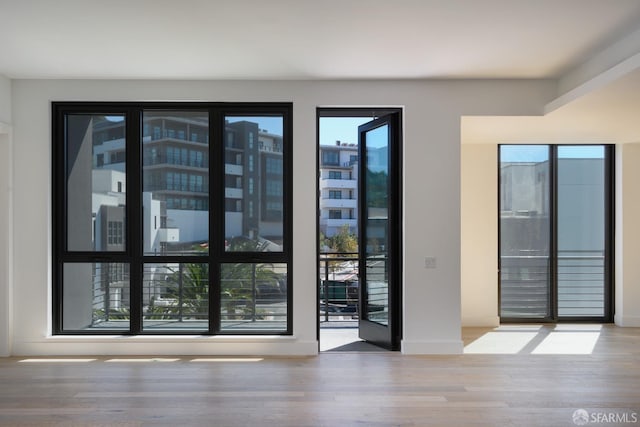 entryway with plenty of natural light and wood finished floors