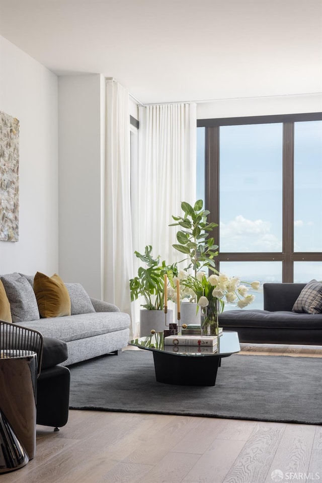 living area with wood finished floors