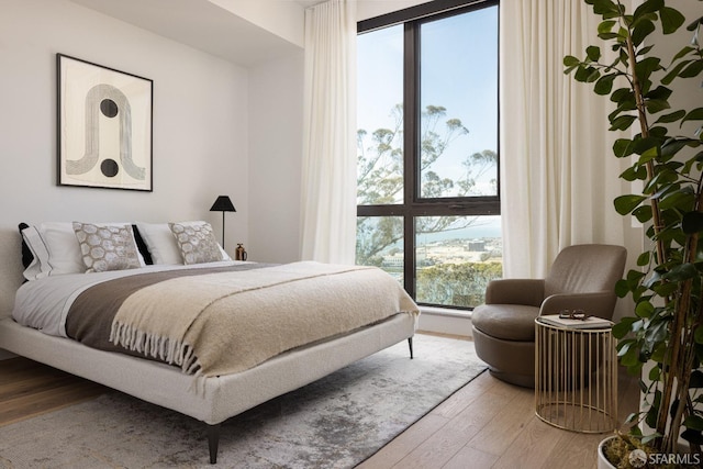 bedroom with wood-type flooring