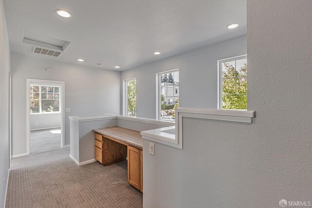 1027 Craftsman Dr, Hercules, CA 94547 - unfurnished office with recessed lighting, carpet flooring, baseboards, and attic access