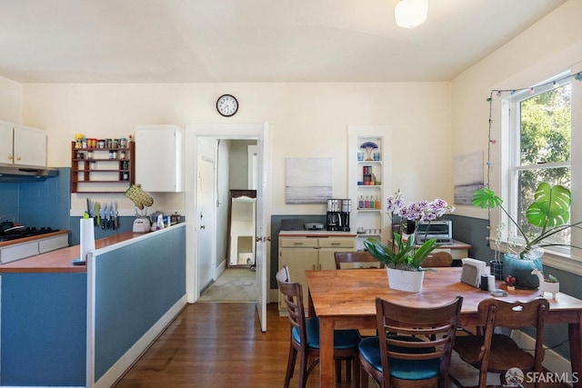 dining area with wood finished floors