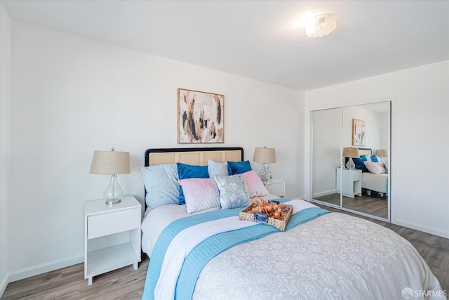 bedroom featuring a closet and hardwood / wood-style floors