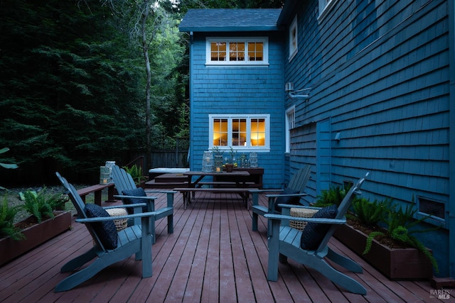 2770 Bohemian Hwy, Occidental, CA 95465 - wooden deck with outdoor dining space