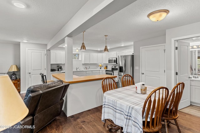 4750 E Soft Pit Hill Rd, Hartsburg, MO 65039 - dining space with a textured ceiling, wood finished floors, and recessed lighting