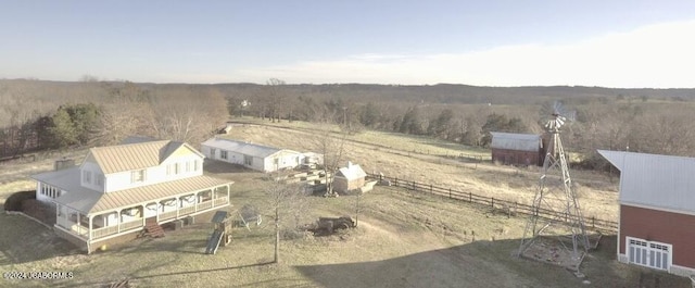 bird's eye view with a rural view