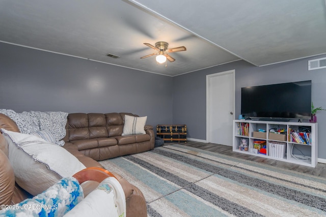 4758 Henwick Ln, Jefferson City, MO 65109 - living area featuring wood finished floors and ceiling fan
