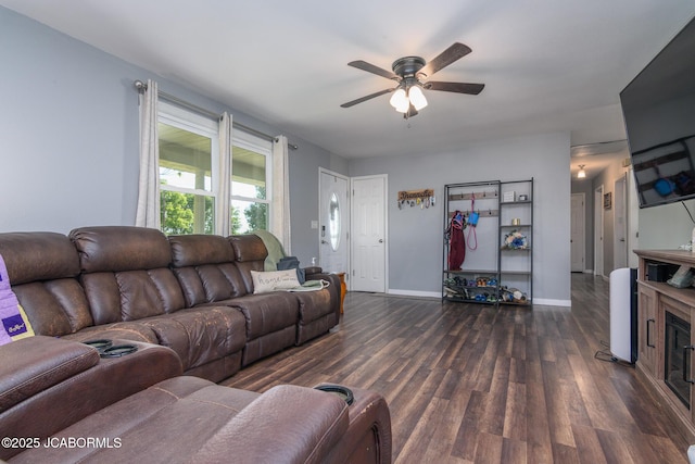 4758 Henwick Ln, Jefferson City, MO 65109 - living area with dark wood-style floors and ceiling fan
