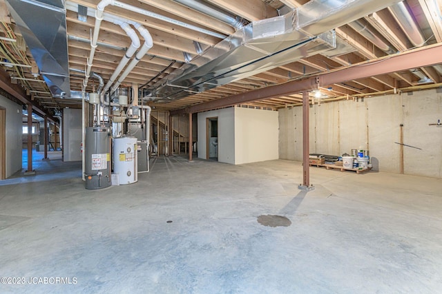 basement featuring gas water heater