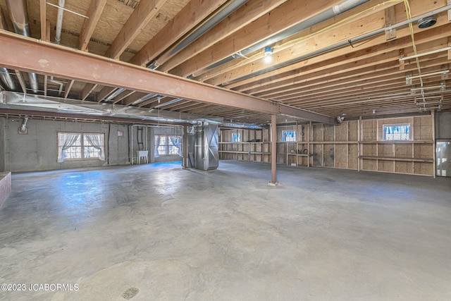 basement with a healthy amount of sunlight