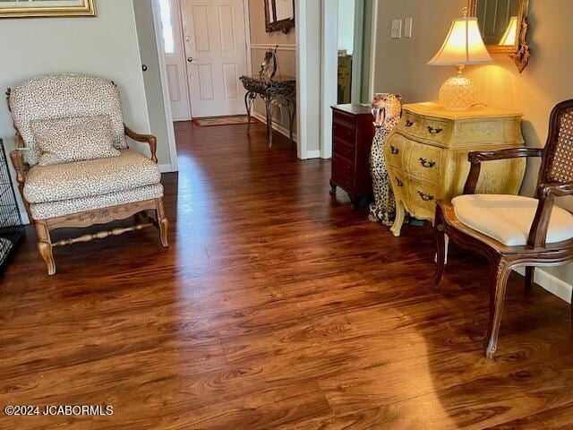 living area featuring dark hardwood / wood-style flooring