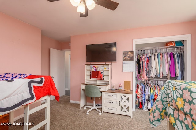 202 S Fourth St, Linn, MO 65051 - bedroom with carpet flooring, a closet, and a ceiling fan
