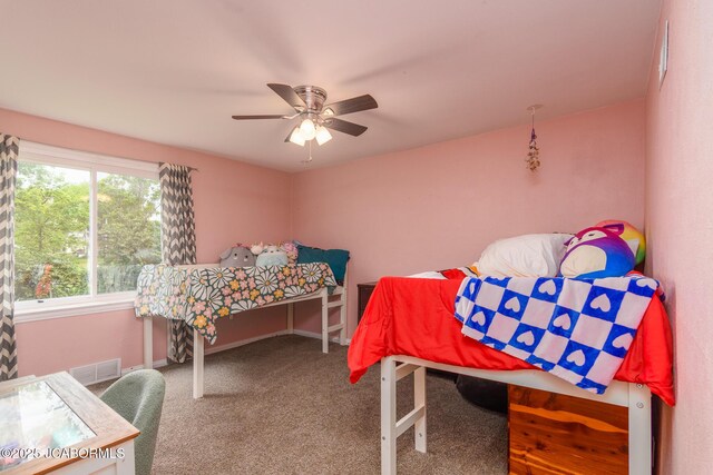 202 S Fourth St, Linn, MO 65051 - bedroom with a ceiling fan, baseboards, visible vents, and carpet